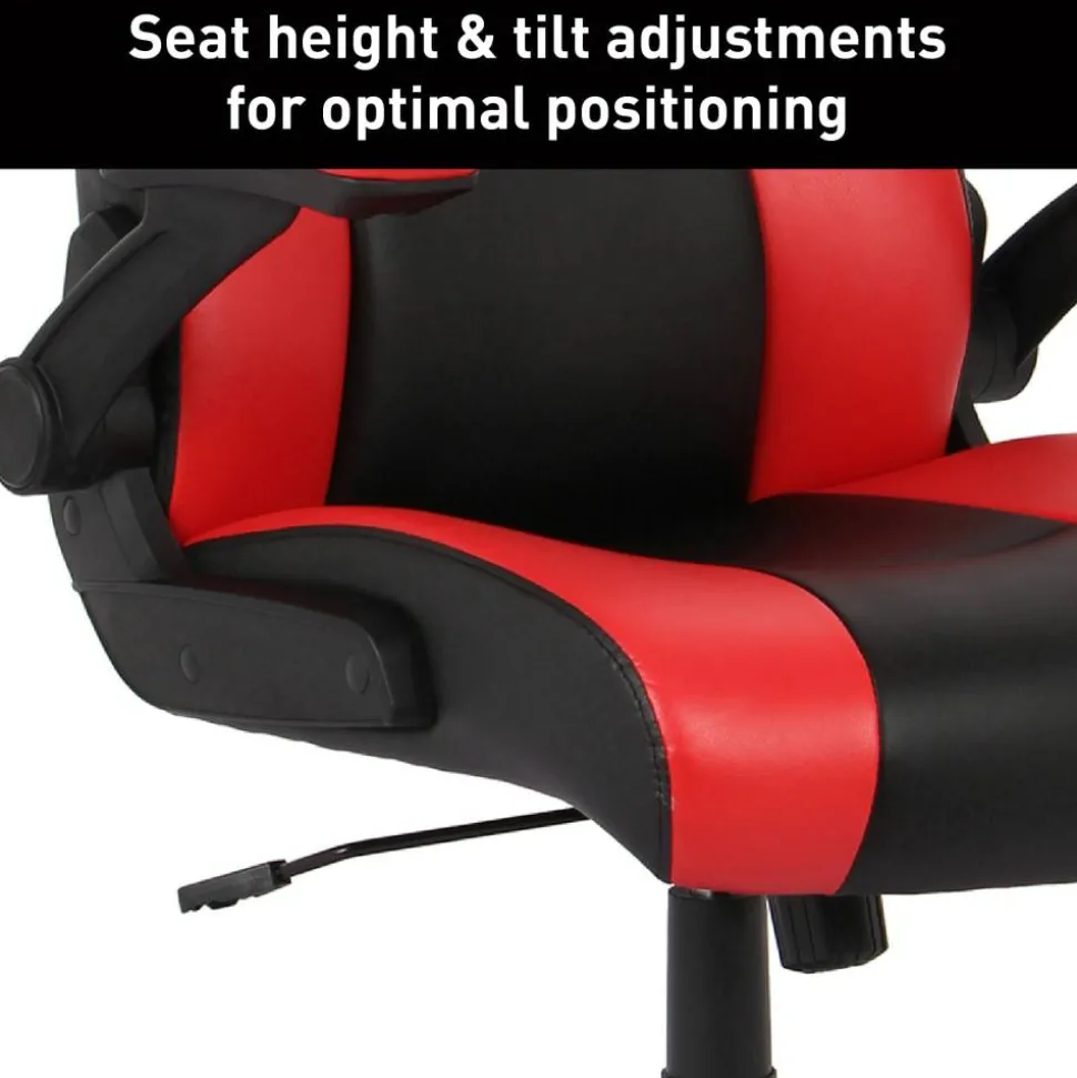 RS Gaming RGX Faux Leather High-Back Gaming Office Chair, Black/Red, BIFMA Compliant