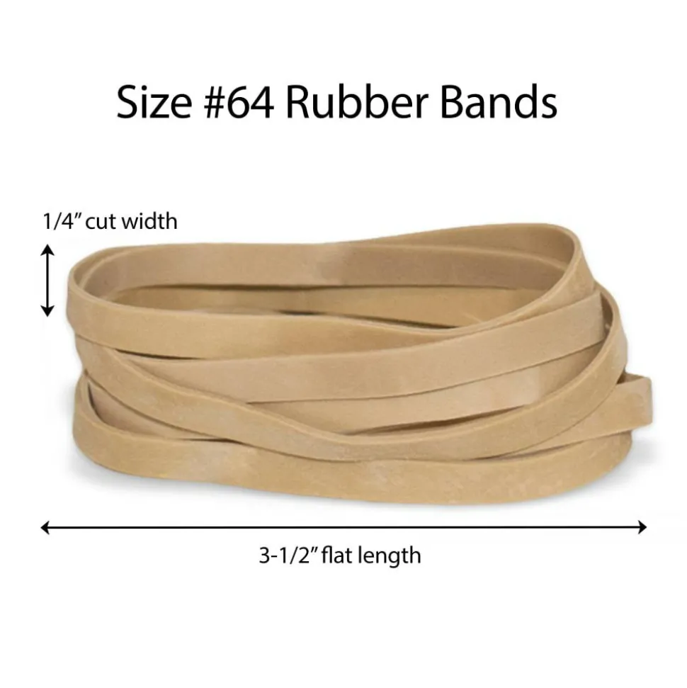 Rubber Bands, #64, 3-1/2" x 1/4", Crepe, 1-Lb Bag, Approx 425 Per Bag