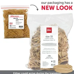 Rubber Bands, #33, 3-1/2" x 1/8", Crepe, 1-Lb Bag, Approx 850 Per Bag