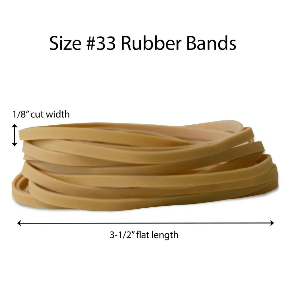 Rubber Bands, #33, 3-1/2" x 1/8", Crepe, 1-Lb Bag, Approx 850 Per Bag