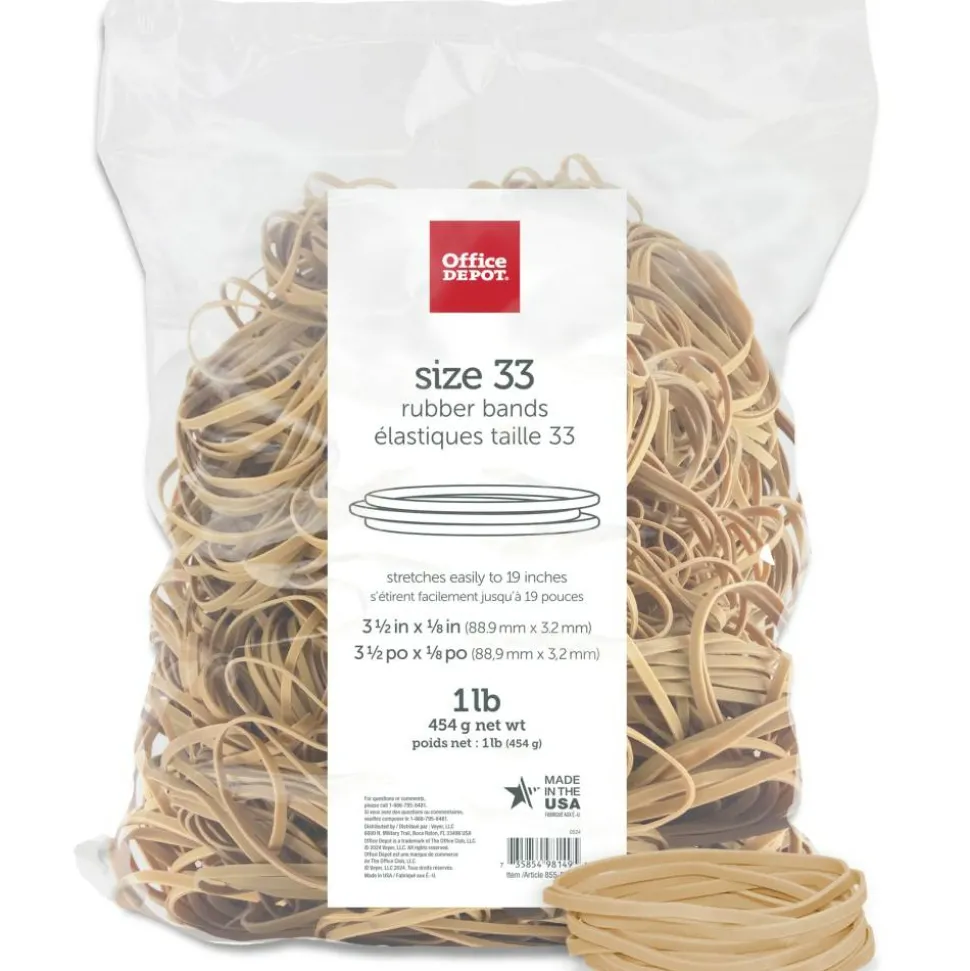 Rubber Bands, #33, 3-1/2" x 1/8", Crepe, 1-Lb Bag, Approx 850 Per Bag