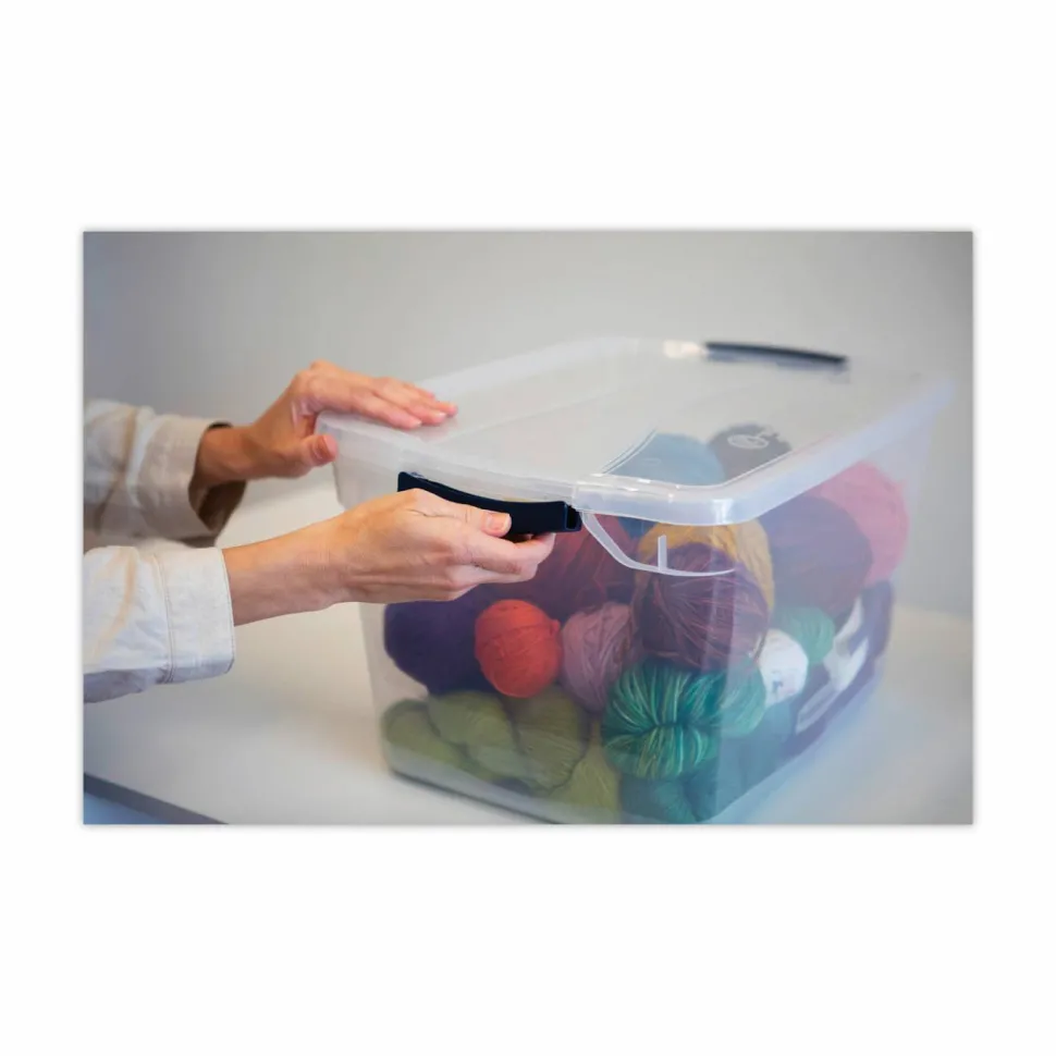 Rubbermaid Clever Store Basic Latch-Lid Container, 7.5 gal, 13.37" x 18.75" x 10.5", Clear