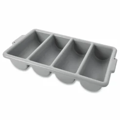 Rubbermaid Commercial Cutlery Bin, 4 Compartments, 11.5 x 21.25 x 3.75, Plastic, Gray