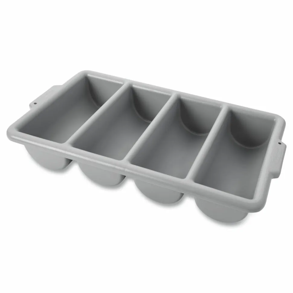 Rubbermaid Commercial Cutlery Bin, 4 Compartments, 11.5 x 21.25 x 3.75, Plastic, Gray