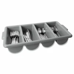 Rubbermaid Commercial Cutlery Bin, 4 Compartments, 11.5 x 21.25 x 3.75, Plastic, Gray
