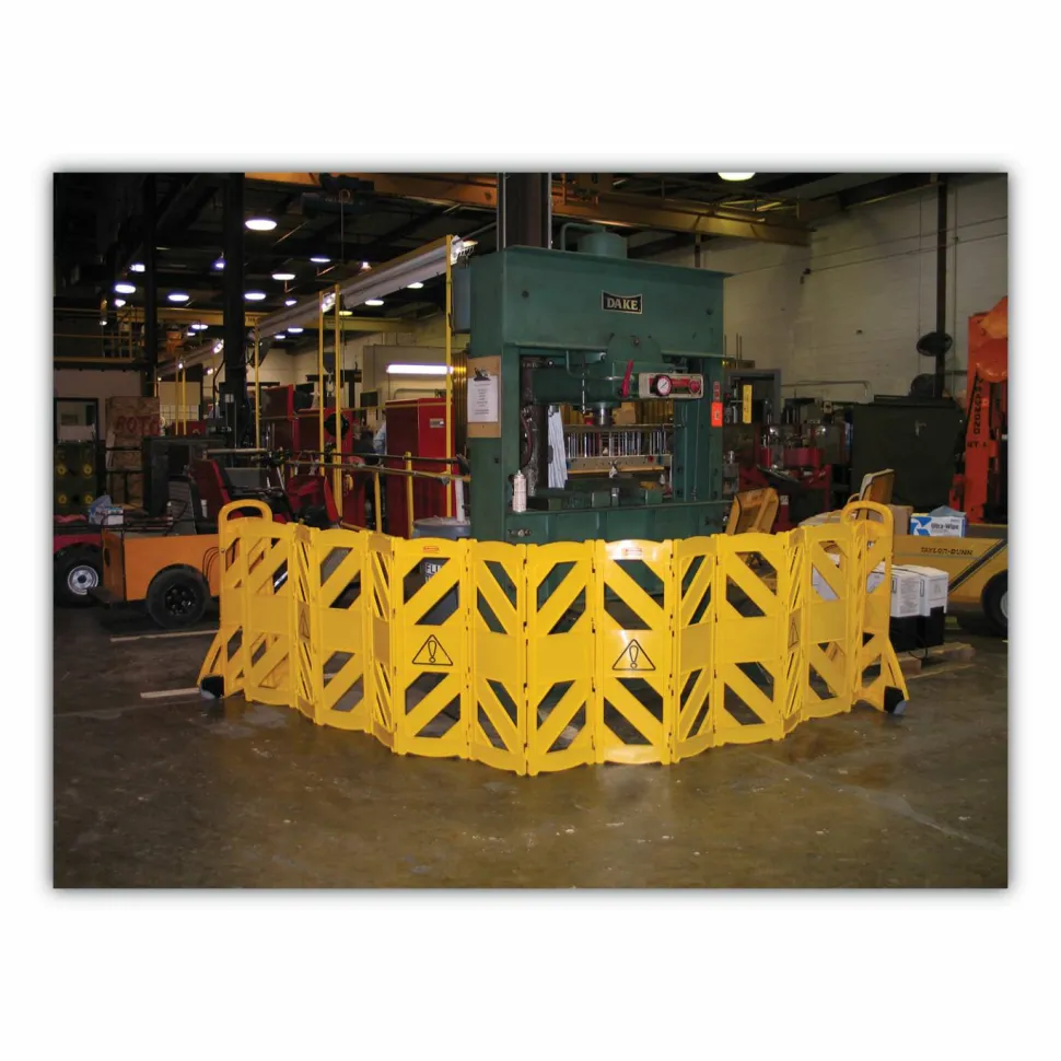 Rubbermaid Commercial Portable Mobile Safety Barrier, Plastic, 13ft x 40", Yellow
