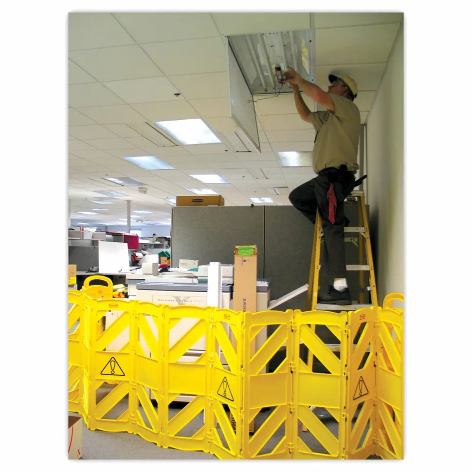 Rubbermaid Commercial Portable Mobile Safety Barrier, Plastic, 13ft x 40", Yellow