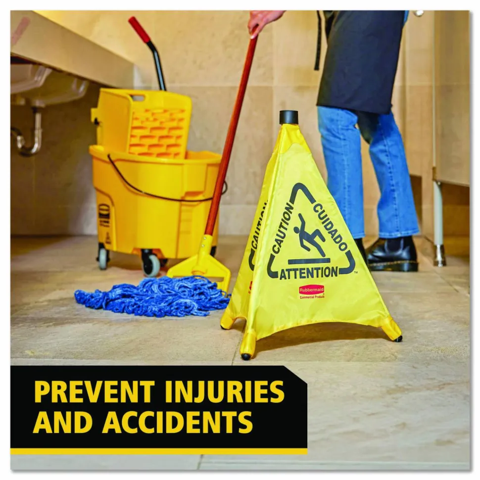 Rubbermaid 3-Sided Wet Floor Safety Cone, 30" x 21" x 21", Yellow