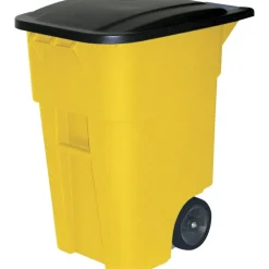 Rubbermaid Brute Square Plastic Rollout Container, 50-Gallons, Yellow