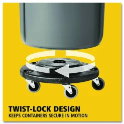 Rubbermaid Brute Twist-On/Off Round Dolly, Black