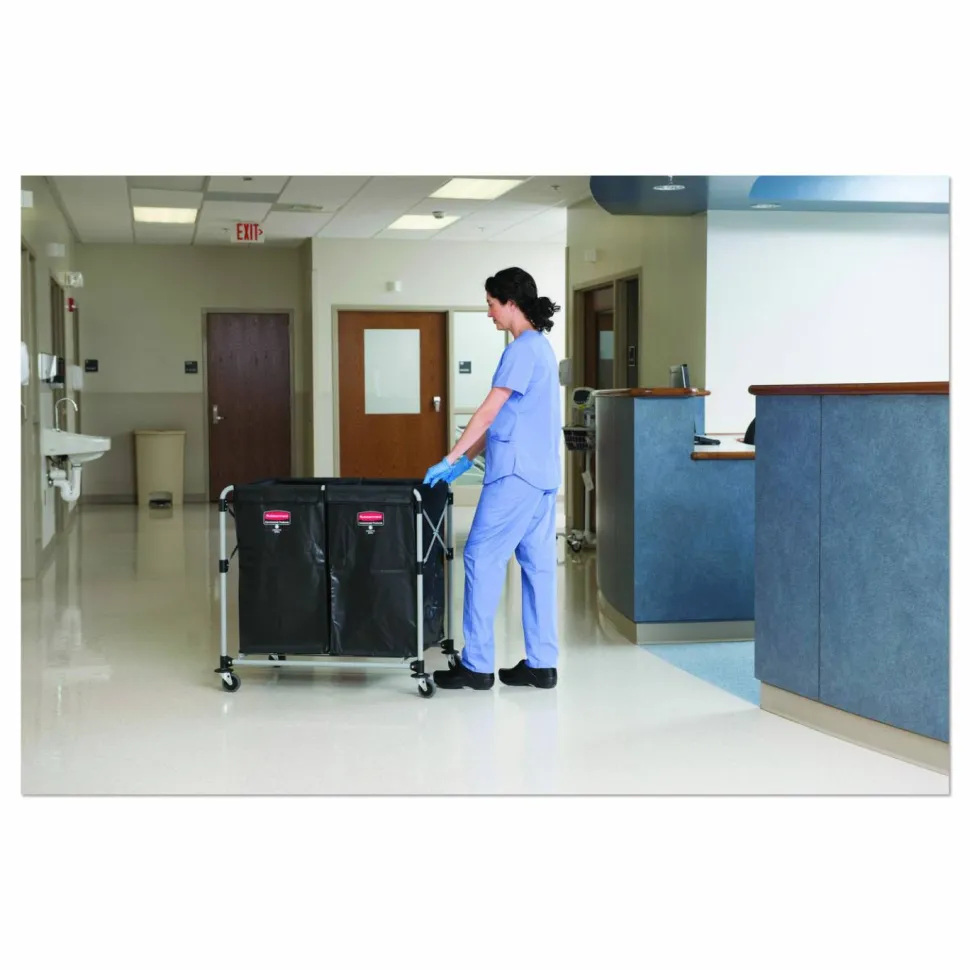 Rubbermaid Collapsible X-Cart, 4 Bushel, 34 5/8"H x 24 1/8"W x 35 3/4"D, Black