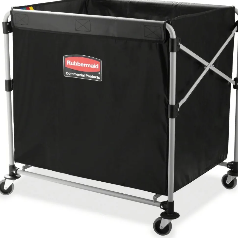 Rubbermaid Collapsible X-Cart, 8-Bushel, 34 5/8"H x 24 1/8"W x 35 3/4"D, Black