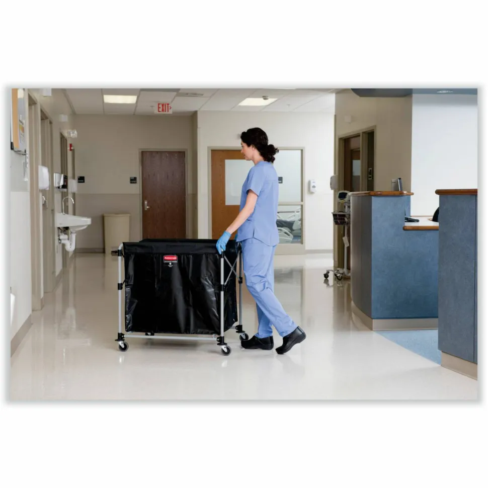 Rubbermaid Collapsible X-Cart, 8-Bushel, 34 5/8"H x 24 1/8"W x 35 3/4"D, Black