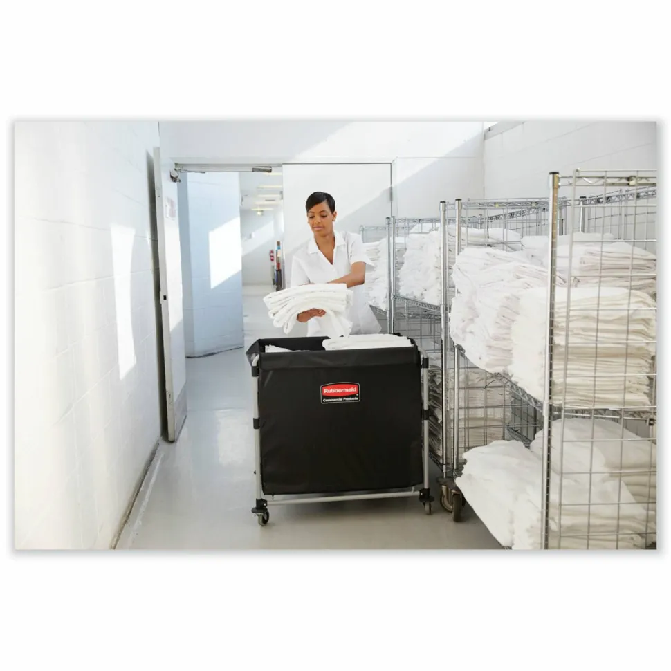 Rubbermaid Collapsible X-Cart, 8-Bushel, 34 5/8"H x 24 1/8"W x 35 3/4"D, Black