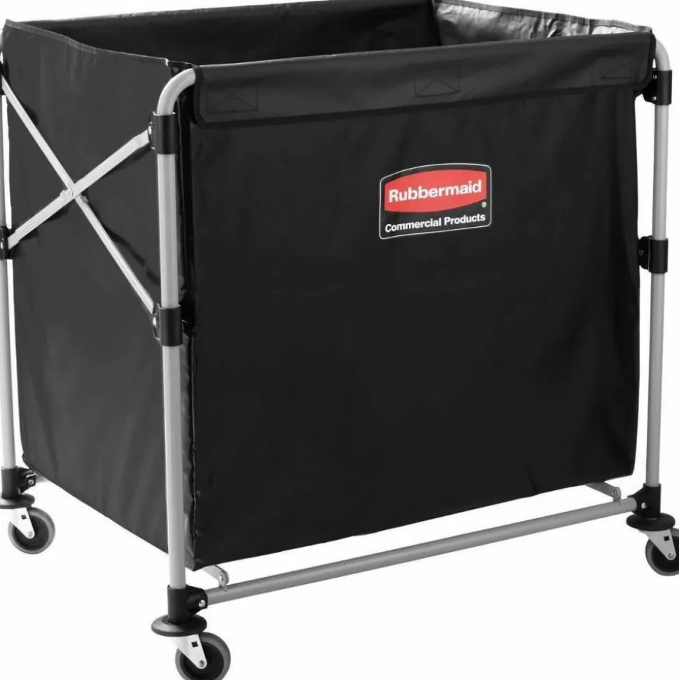 Rubbermaid Collapsible X-Cart, 8-Bushel, 34 5/8"H x 24 1/8"W x 35 3/4"D, Black