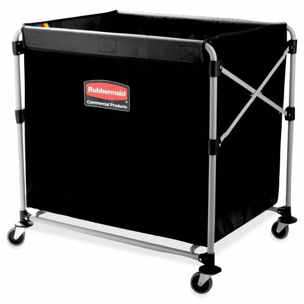 Rubbermaid Collapsible X-Cart, 8-Bushel, 34 5/8"H x 24 1/8"W x 35 3/4"D, Black