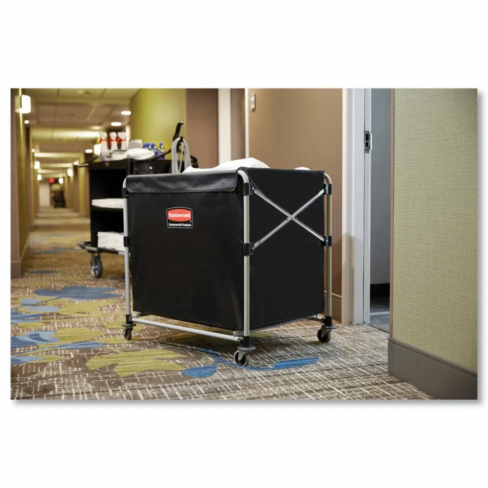 Rubbermaid Collapsible X-Cart, 8-Bushel, 34 5/8"H x 24 1/8"W x 35 3/4"D, Black