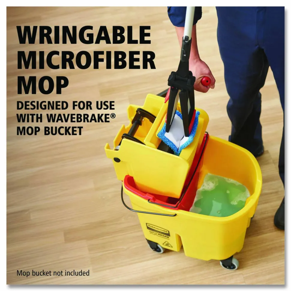 Rubbermaid Commercial Adaptable Flat Mop Kit, 19.5 x 5.5 Blue Microfiber Head, 48" to 72" Yellow Aluminum Handle