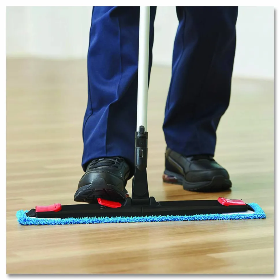 Rubbermaid Commercial Adaptable Flat Mop Kit, 19.5 x 5.5 Blue Microfiber Head, 48" to 72" Yellow Aluminum Handle