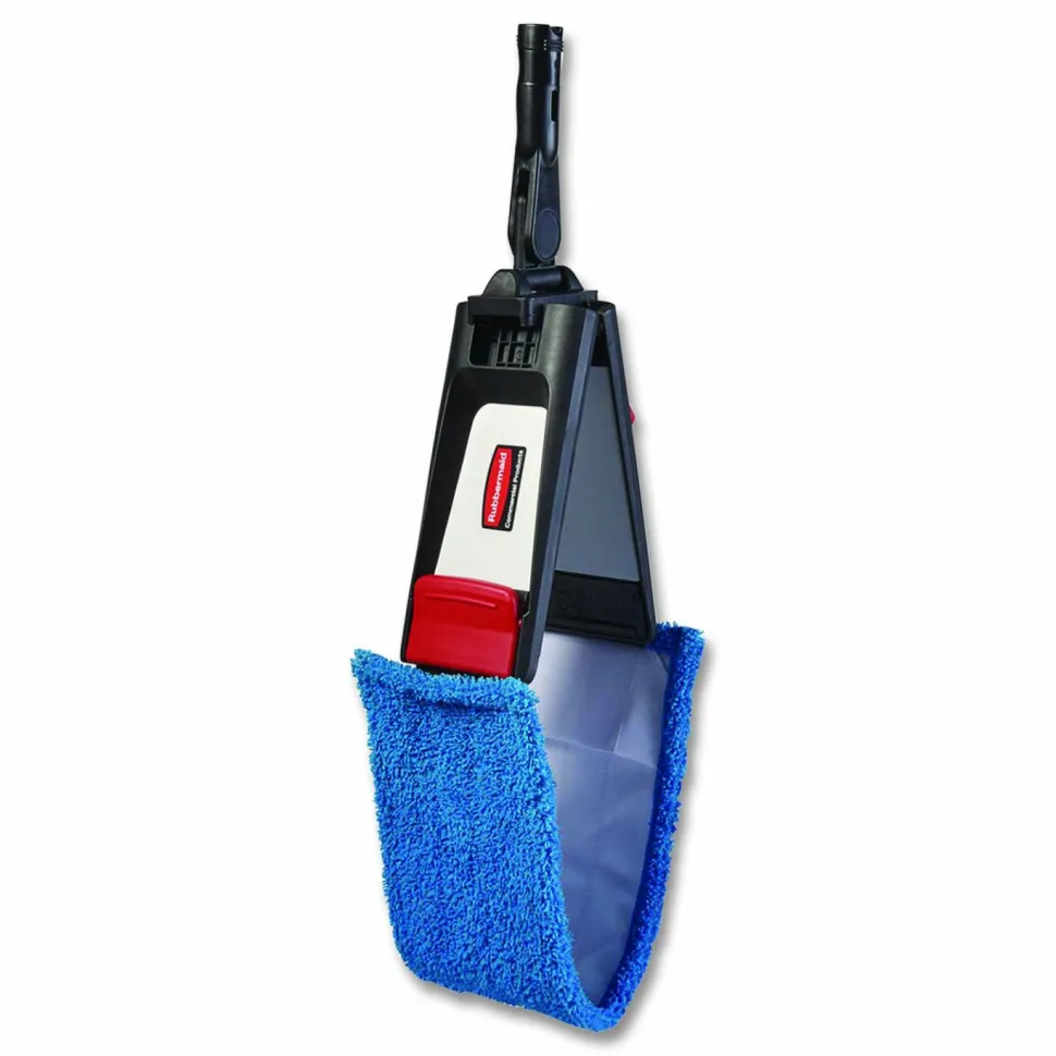 Rubbermaid Commercial Adaptable Flat Mop Kit, 19.5 x 5.5 Blue Microfiber Head, 48" to 72" Yellow Aluminum Handle