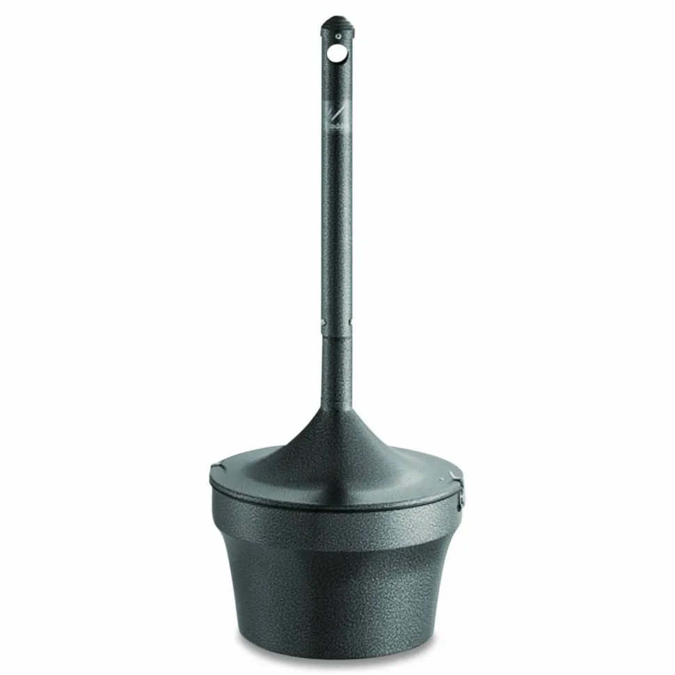 Rubbermaid Commercial Aladdin Smokers' Station, Round, Steel, 4.5 gal, 16 dia x 38.75, Charcoal