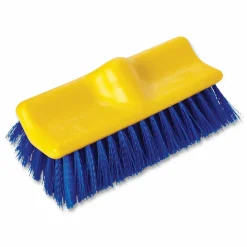 Rubbermaid Commercial Bi-Level Deck Scrub Brush, Blue Polypropylene Bristles, 10" Brush, 10" Plastic Block, Threaded Hole