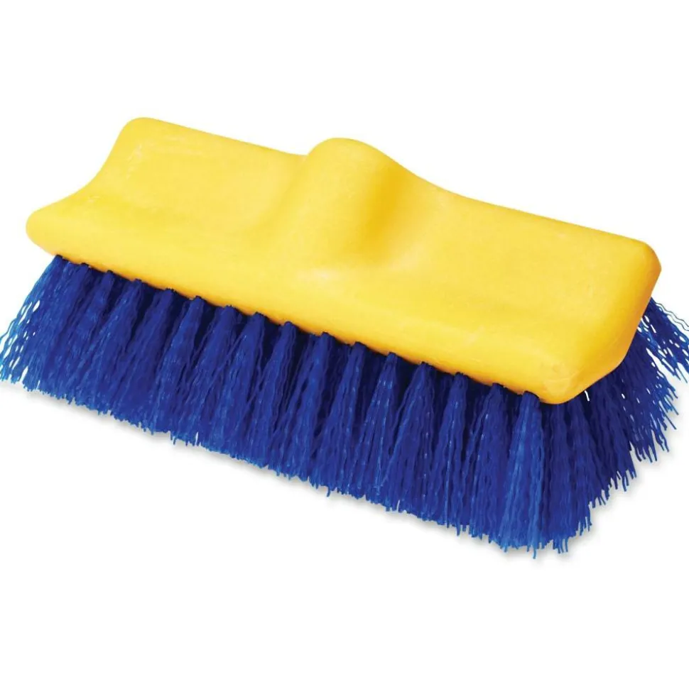 Rubbermaid Commercial Bi-Level Deck Scrub Brush, Poly Fibers, 10 Plastic Block, Tapered Hole, 1 Brush