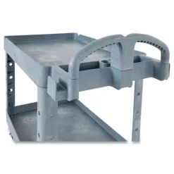 Rubbermaid Commercial BRUTE Heavy-Duty Ergo Handle Utility Cart, Plastic, Two Shelves, 500 lb Capacity, 25.5