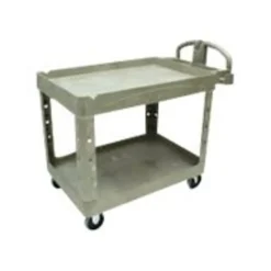 Rubbermaid Commercial BRUTE Heavy-Duty Utility Cart with Lipped Shelves, Plastic, 2 Shelves, 500 lb Capacity, 25.9
