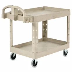 Rubbermaid Commercial BRUTE Heavy-Duty Utility Cart with Lipped Shelves, Plastic, 2 Shelves, 500 lb Capacity, 17.13