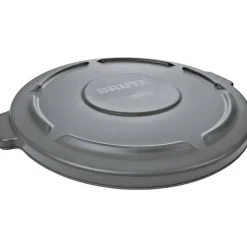 Rubbermaid Commercial Brute 32-Gallon Container Flat Lids - Round - Plastic - Gray - 6 / Carton