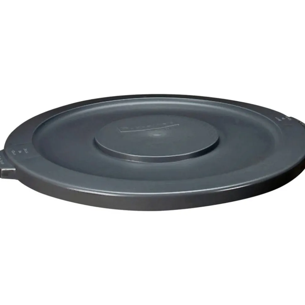 Rubbermaid Commercial Brute 32-Gallon Container Flat Lids - Round - Plastic - Gray - 6 / Carton
