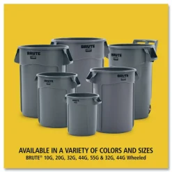Rubbermaid Commercial Brute Container, 44 gal, Plastic, White