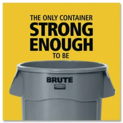 Rubbermaid Commercial Brute Round Container, 44 gal, Plastic, Orange