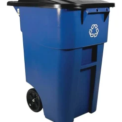 Rubbermaid Commercial Brute Recycling Rollout Container - Swing Lid - 50 gal Capacity - Rectangular - 9W2773BECT