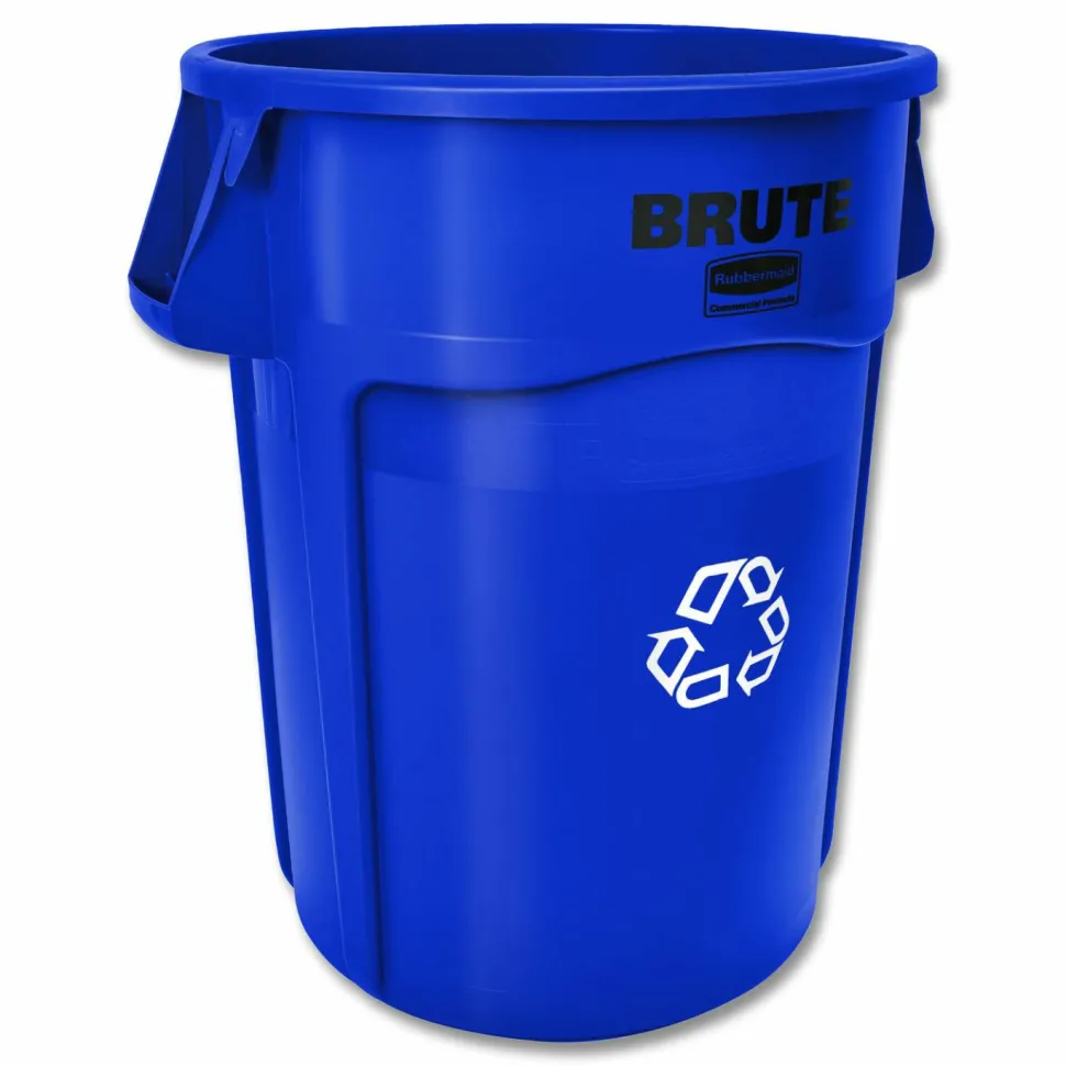 Rubbermaid Commercial Brute Recycling Container, 44 gal, Polyethylene, Blue