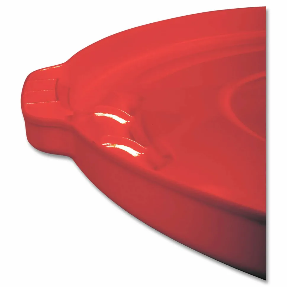 Rubbermaid Commercial BRUTE Self-Draining Flat Top Lids for 32 gal Round BRUTE Containers, 22.25" Diameter, Red