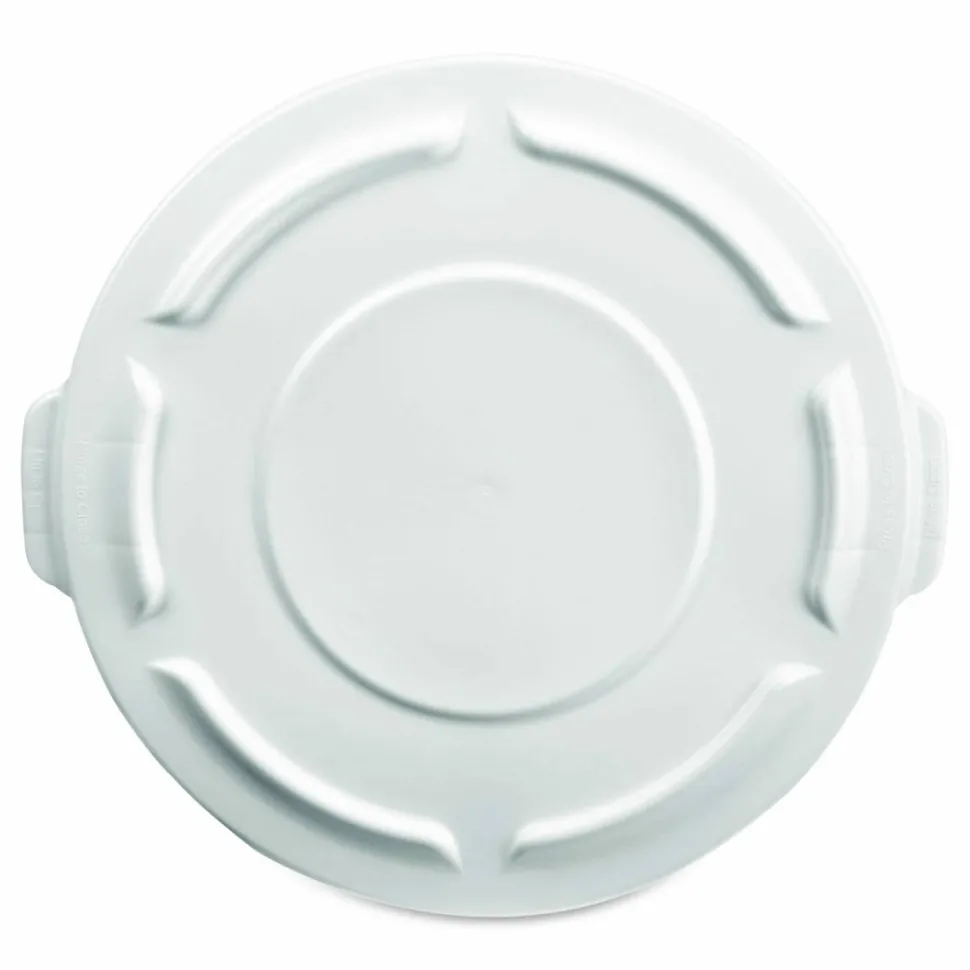 Rubbermaid Commercial BRUTE Self-Draining Flat Top Lids for 32 gal Round BRUTE Containers, 22.25" Diameter, White
