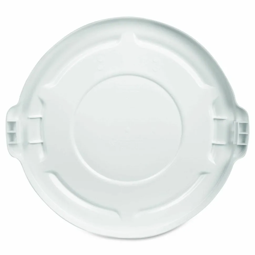 Rubbermaid Commercial BRUTE Self-Draining Flat Top Lids for 32 gal Round BRUTE Containers, 22.25" Diameter, White