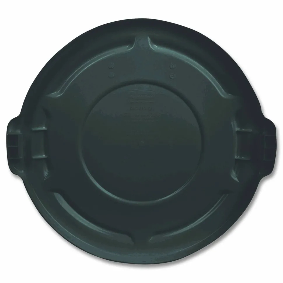 Rubbermaid Commercial BRUTE Self-Draining Flat Top Lids for 32 gal Round BRUTE Containers, 22.25" Diameter, Black