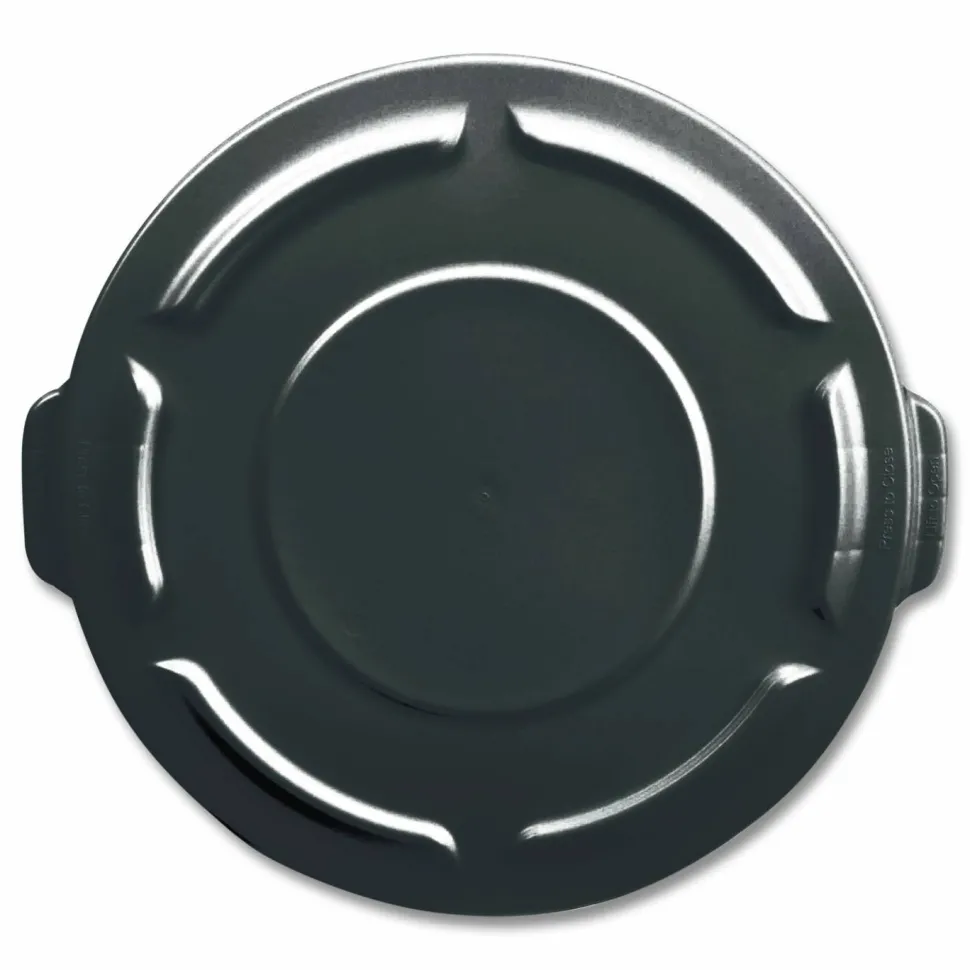 Rubbermaid Commercial BRUTE Self-Draining Flat Top Lids for 32 gal Round BRUTE Containers, 22.25" Diameter, Black
