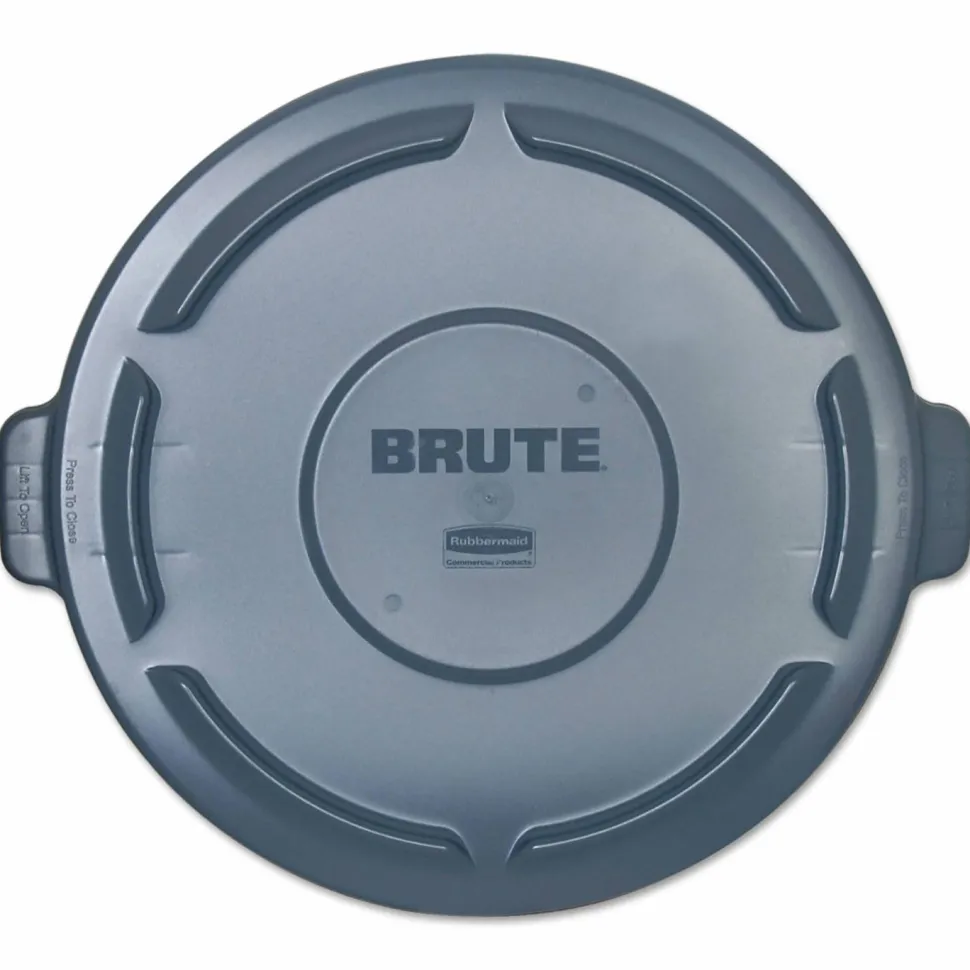 Rubbermaid Commercial BRUTE Self-Draining Flat Top Lids, 24.5" Diameter x 1.5h, Gray