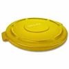Rubbermaid Commercial BRUTE Self-Draining Flat Top Lids for 32 gal Round BRUTE Containers, 22.25" Diameter, Yellow