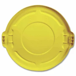 Rubbermaid Commercial BRUTE Self-Draining Flat Top Lids for 32 gal Round BRUTE Containers, 22.25" Diameter, Yellow