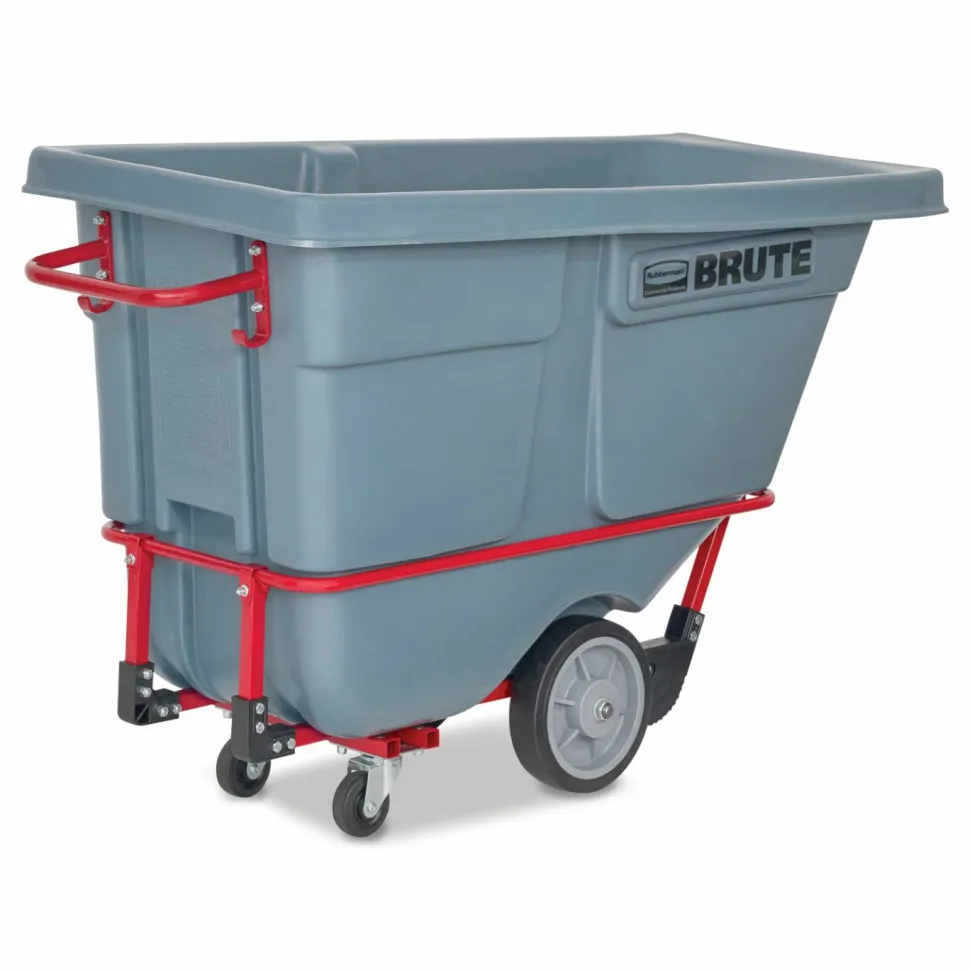 Rubbermaid Commercial BRUTE DURATILT Frame Tilt Truck, Heavy Duty, 0.5 cu yd, 1,400 lb Capacity, Rotomolded Resin/Leakproof Polyethylene, Gray