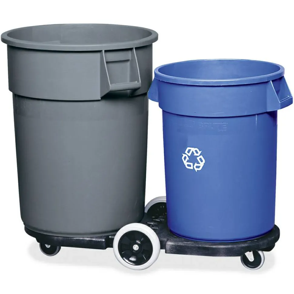 Rubbermaid Commercial BRUTE Tandem Dolly, Two-Container, 300 lb Capacity, 20.25w x 45d x 8h, Black