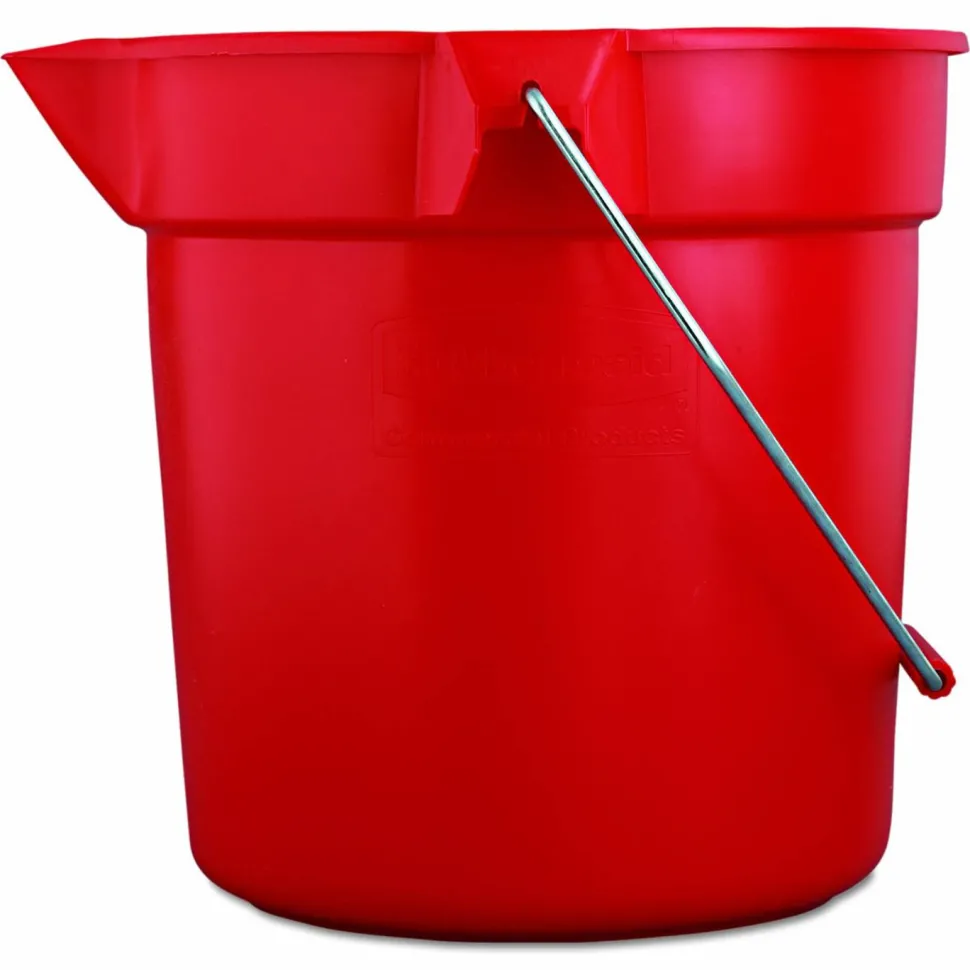 Rubbermaid Commercial BRUTE Round Utility Pail, 10 qt, Plastic, Red, 10.5" Diameter