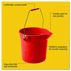 Rubbermaid Commercial BRUTE Round Utility Pail, 10 qt, Plastic, Red, 10.5" Diameter
