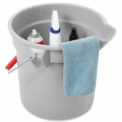Rubbermaid Commercial BRUTE Round Utility Pail, 14 qt, Plastic, Gray, 12" Diameter