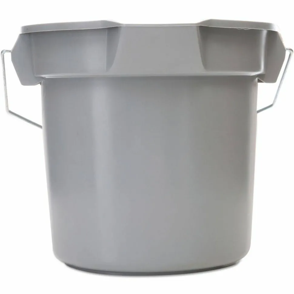 Rubbermaid Commercial BRUTE Round Utility Pail, 14 qt, Plastic, Gray, 12" Diameter